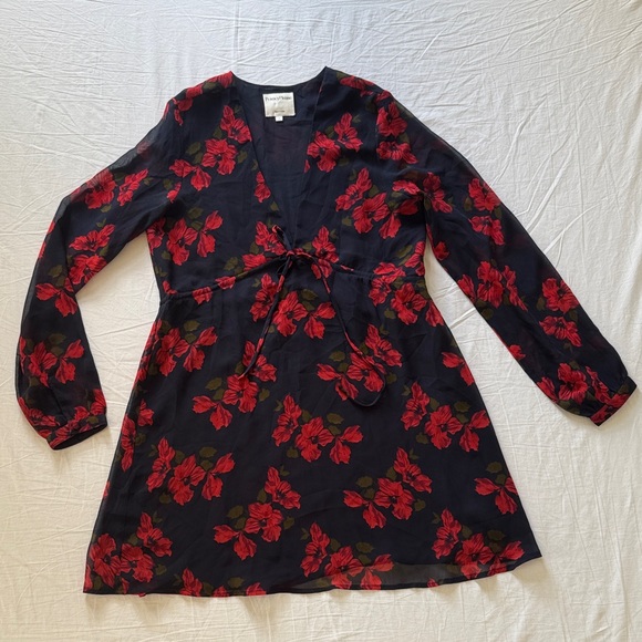 Privacy Please Navy and Red Floral Mini Dress - Picture 1 of 3